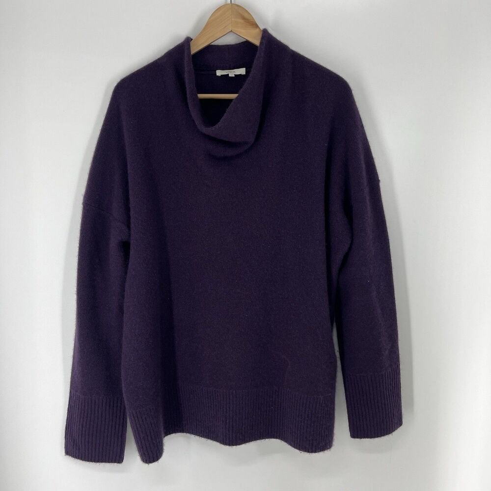 Vince Sweater Size XL Womens Dark Mulberry Boiled Cashmere Cowl Neck Pullover
